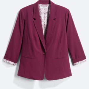 Kensie Rebekah Burgundy Floral Lined Blazer -S